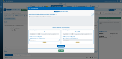 Efficient and digital shift handoffs without loss of information
